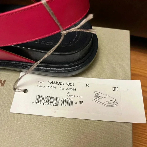 NWT MARNI BLACK LEATHER FUSSBETT FUCHSIA PINK SANDAL SHOE 38 - Picture 6 of 8